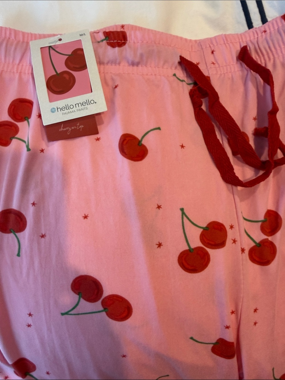 Hello Mello Pink Cherry Print Women's Lounge Pants - Picture 2 of 3